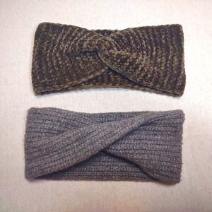 Lot of 2 Cross Knitted Twist Ear Warmer Headband |Universal Thread| Grey & Green